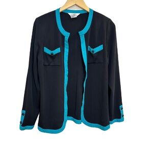 Exclusively Misook‎ Black Open Front Cardigan Jacket Women’s Size Small